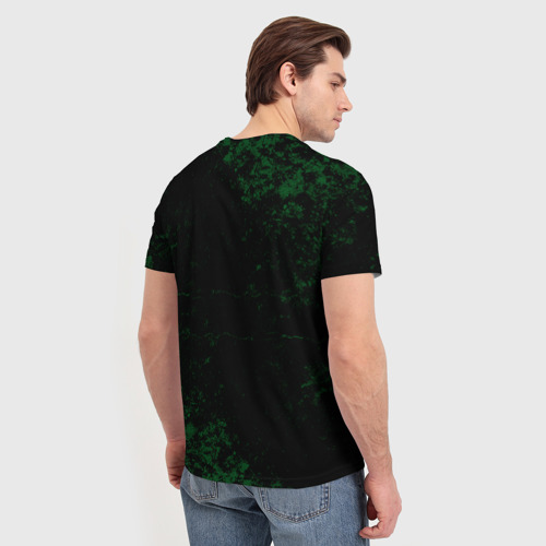 Мужская футболка 3D с принтом Тоторо зеленый, вид сзади #2