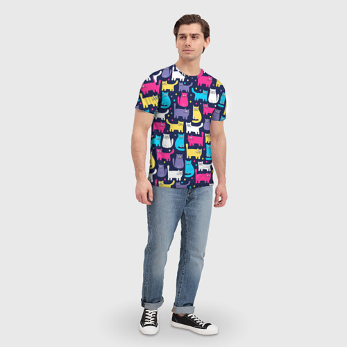 Мужская футболка 3D с принтом Котятки, вид сбоку #3