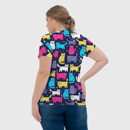 Женская футболка 3D с принтом Котятки, вид сзади #2