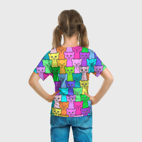 Детская футболка 3D с принтом Котятушки, вид сзади #2