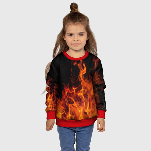 Детский свитшот 3D с принтом Огонь - языки пламени, фото #4