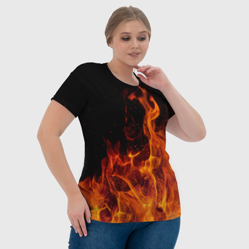 Женская футболка 3D с принтом Огонь - языки пламени, фото #4