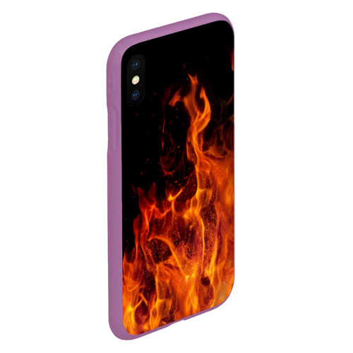 Чехол для iPhone XS Max матовый с принтом Огонь - языки пламени, вид сбоку #3