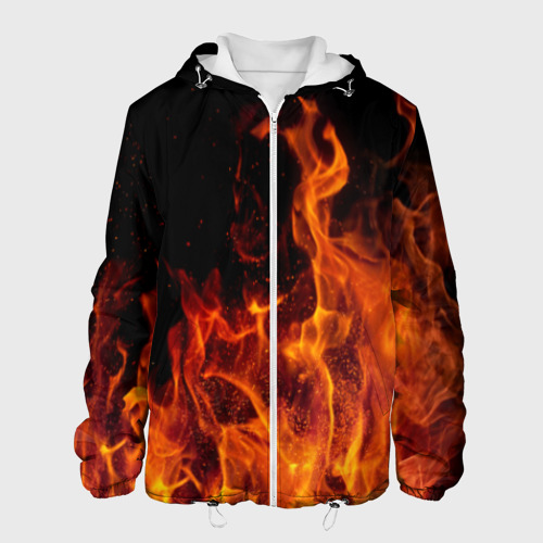 Мужская куртка 3D с принтом Огонь - языки пламени, вид спереди #2