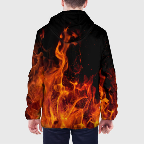 Мужская куртка 3D с принтом Огонь - языки пламени, вид сзади #2