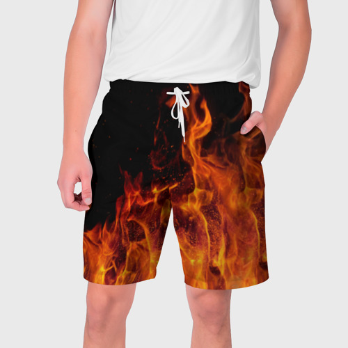 Мужские шорты 3D с принтом Огонь - языки пламени, вид спереди #2