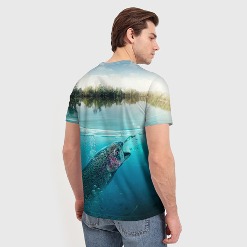 Мужская футболка 3D с принтом Рыбалка, вид сзади #2