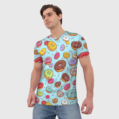 Мужская футболка 3D с принтом Пончики, фото на моделе #1