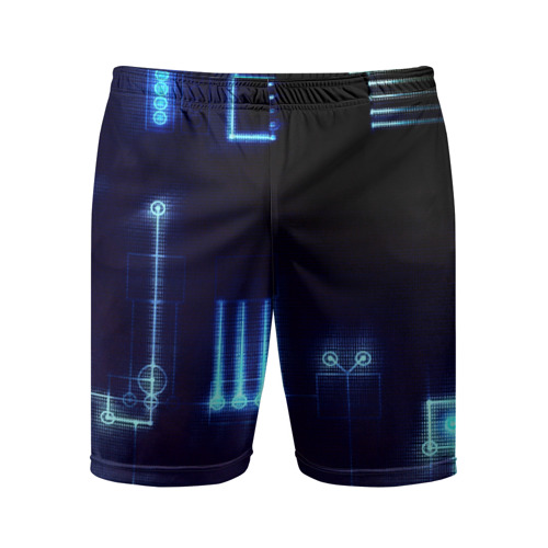 Мужские шорты 3D спортивные с принтом Схема, вид спереди #2