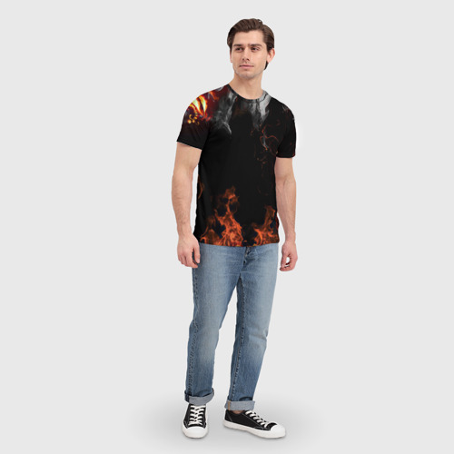 Мужская футболка 3D с принтом Огонь, вид сбоку #3
