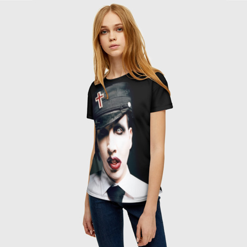 Женская футболка 3D с принтом Мэрилин Мэнсон, фото на моделе #1