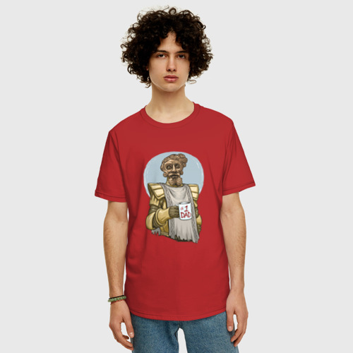 Мужская футболка хлопок Oversize с принтом Giant Dad, фото на моделе #1
