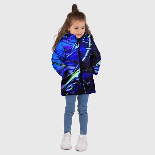 Зимняя куртка для девочек 3D с принтом Острые шипы, вид сбоку #3