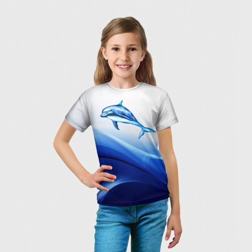 Детская 3D футболка с принтом Дельфин, вид сбоку #3