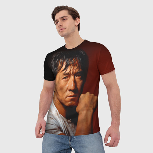Мужская футболка 3D с принтом Джеки Чан, фото на моделе #1