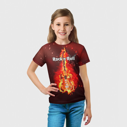 Детская 3D футболка с принтом Rock'n'Roll, вид сбоку #3