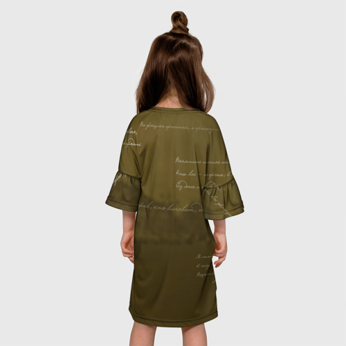 Детское платье 3D с принтом Пушкин, вид сзади #2
