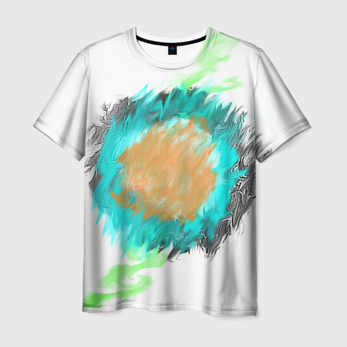 Мужская футболка 3D с принтом Цветная абстракция, вид спереди #2