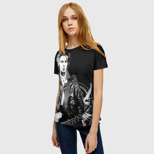 Женская футболка 3D с принтом Сид Вишес, фото на моделе #1