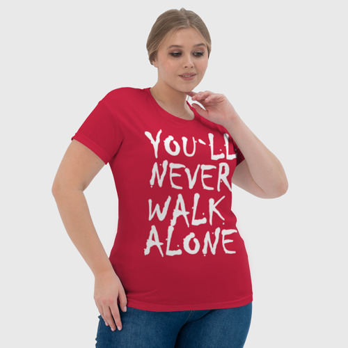 Женская футболка 3D с принтом YOU`LL NEVER WALK ALONE, фото #4