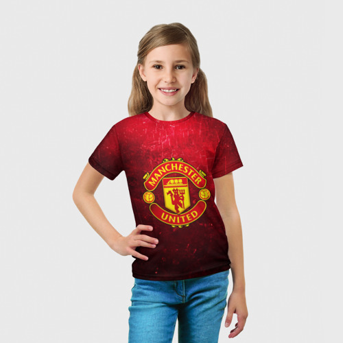 Детская футболка 3D с принтом Манчестер Юнайтед, вид сбоку #3
