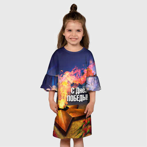 Детское платье 3D с принтом День победы, вид сбоку #3