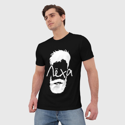 Мужская 3D футболка с принтом Лёха борода, фото на моделе #1