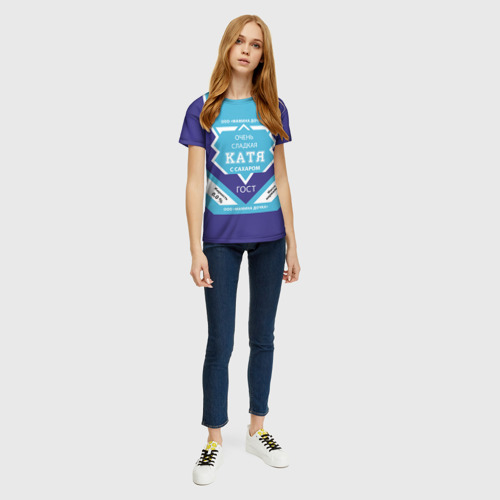 Женская 3D футболка с принтом Сладкая Катя, вид сбоку #3