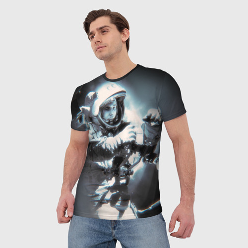 Мужская 3D футболка с принтом Гагарин 5, фото на моделе #1