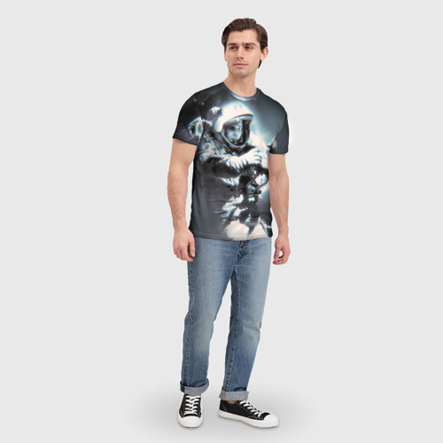 Мужская 3D футболка с принтом Гагарин 5, вид сбоку #3