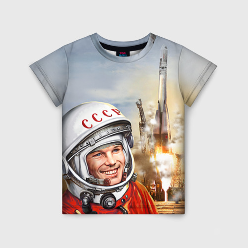 Детская 3D футболка с принтом Гагарин 8, вид спереди #2