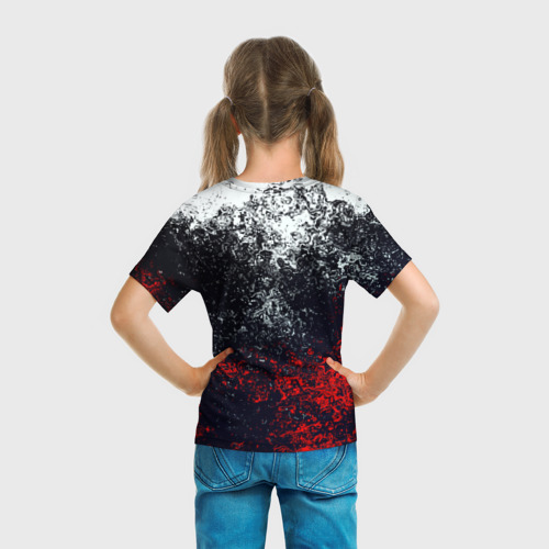 Детская футболка 3D с принтом Брызги красок, вид сзади #2