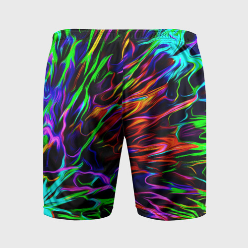 Мужские шорты спортивные с принтом Разноцветные разводы, вид сзади #1