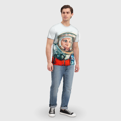 Мужская футболка 3D с принтом Гагарин, вид сбоку #3
