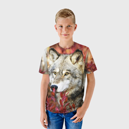 Детская 3D футболка с принтом Волк, фото на моделе #1