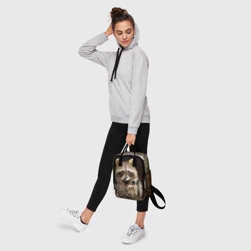 Женский рюкзак 3D с принтом Енот в дупле, фото #4