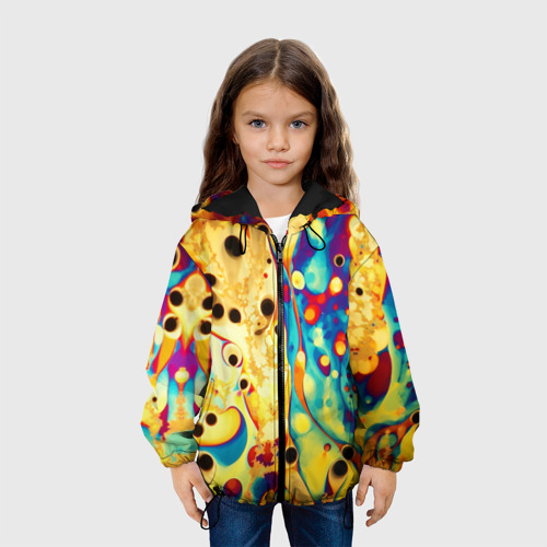 Детская куртка 3D с принтом Абстракция  кислотные метаморфозы, вид сбоку #3