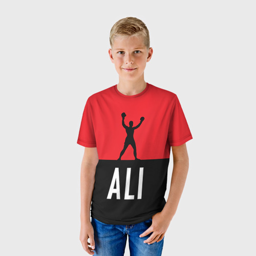 Детская футболка 3D с принтом Muhammad Ali 3, фото на моделе #1