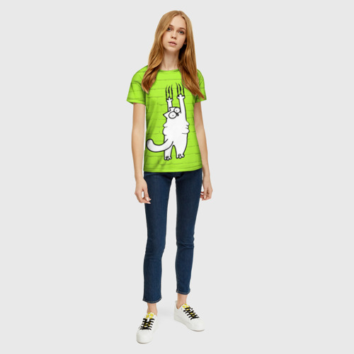Женская футболка 3D с принтом Simon's cat 3, вид сбоку #3