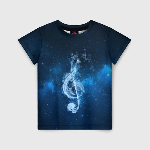 Детская футболка 3D с принтом Космическая музыка, вид спереди #2