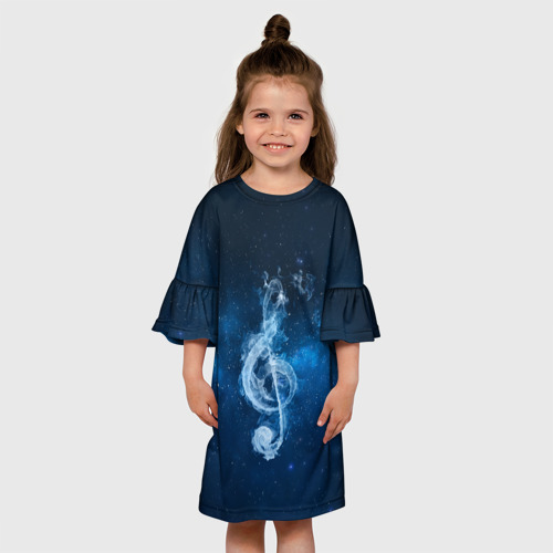 Детское платье 3D с принтом Космическая музыка, вид сбоку #3