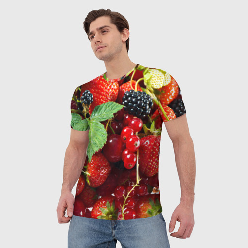Мужская футболка 3D с принтом Любимые ягоды, фото на моделе #1