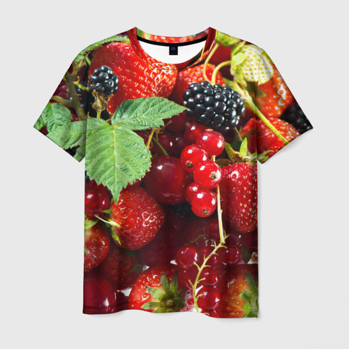 Мужская футболка 3D с принтом Любимые ягоды, вид спереди #2
