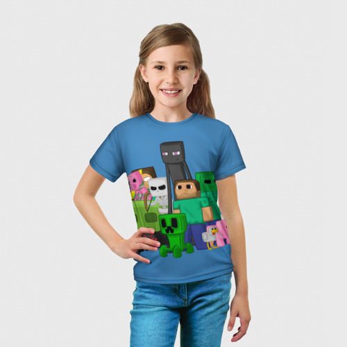 Детская футболка 3D с принтом Майнкрафт, вид сбоку #3