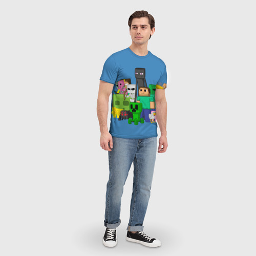 Мужская футболка 3D с принтом Майнкрафт, вид сбоку #3