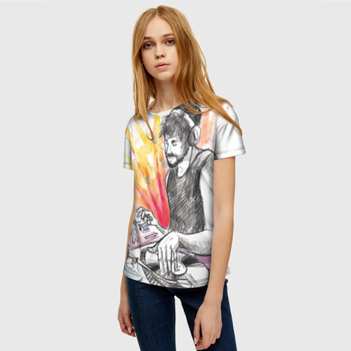 Женская футболка 3D с принтом DJ, фото на моделе #1