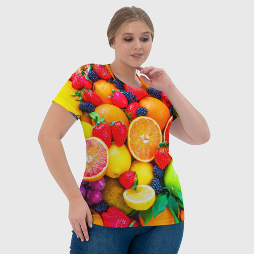 Женская футболка 3D с принтом Ягоды и фрукты, фото #4
