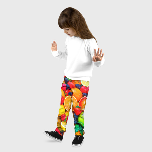 Детские брюки 3D с принтом Ягоды и фрукты, фото на моделе #1