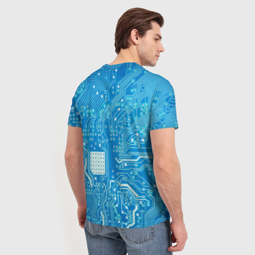 Мужская футболка 3D с принтом Системная плата, вид сзади #2