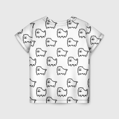 Детская футболка 3D с принтом Undertale Annoying dog white, вид сзади #1